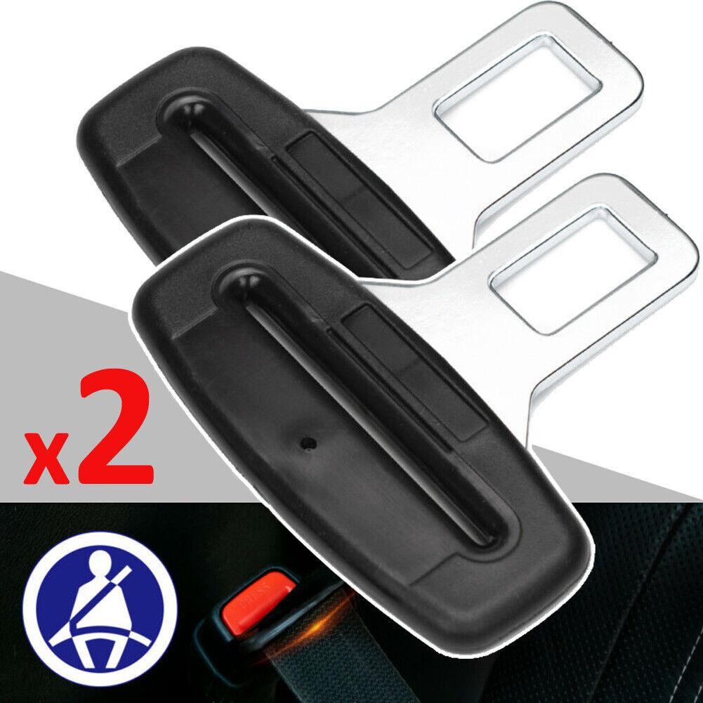 2PCS Car Safety Seat Belt Buckle Clip Metal Hard Plug Alarm Stopper