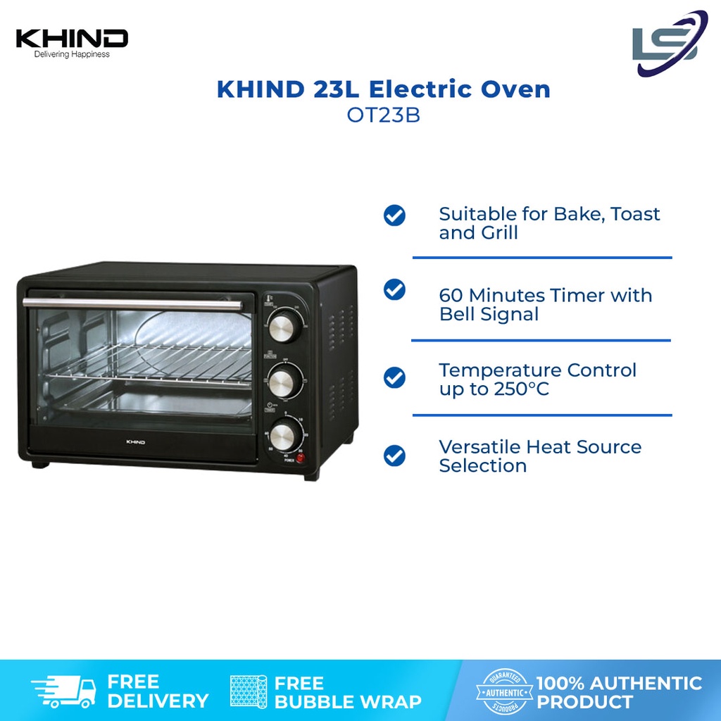 Khind 23l Electric Oven Ot23b 60 Minutes Timer With Bell Signal Versatile Heat Source 1078