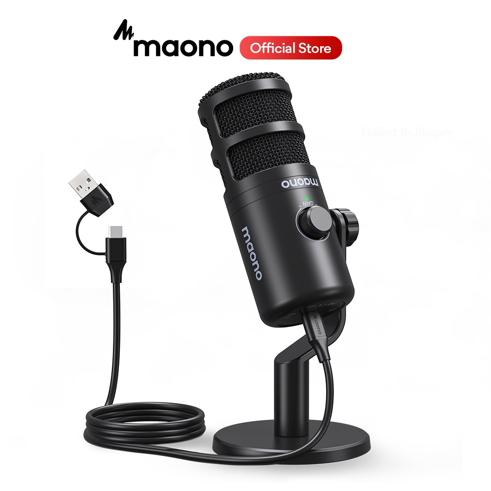 Maono PD100U USB Microphone Dynamic Mic with Mic Gain for PC/Laptop