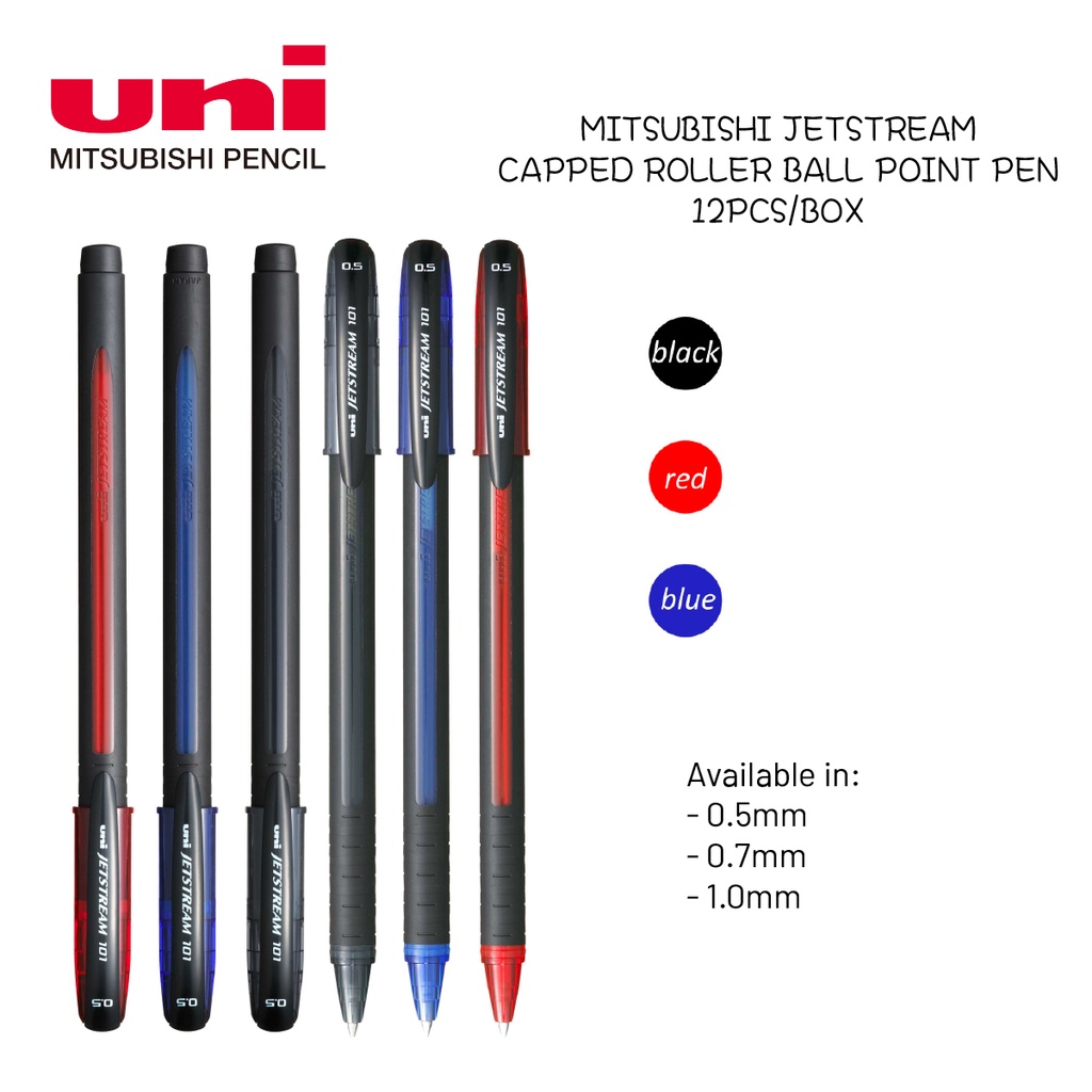 【Uni】Jetstream 101 Capped Roller Ball Point Pen (12pcs/ box) 1.0mm ...