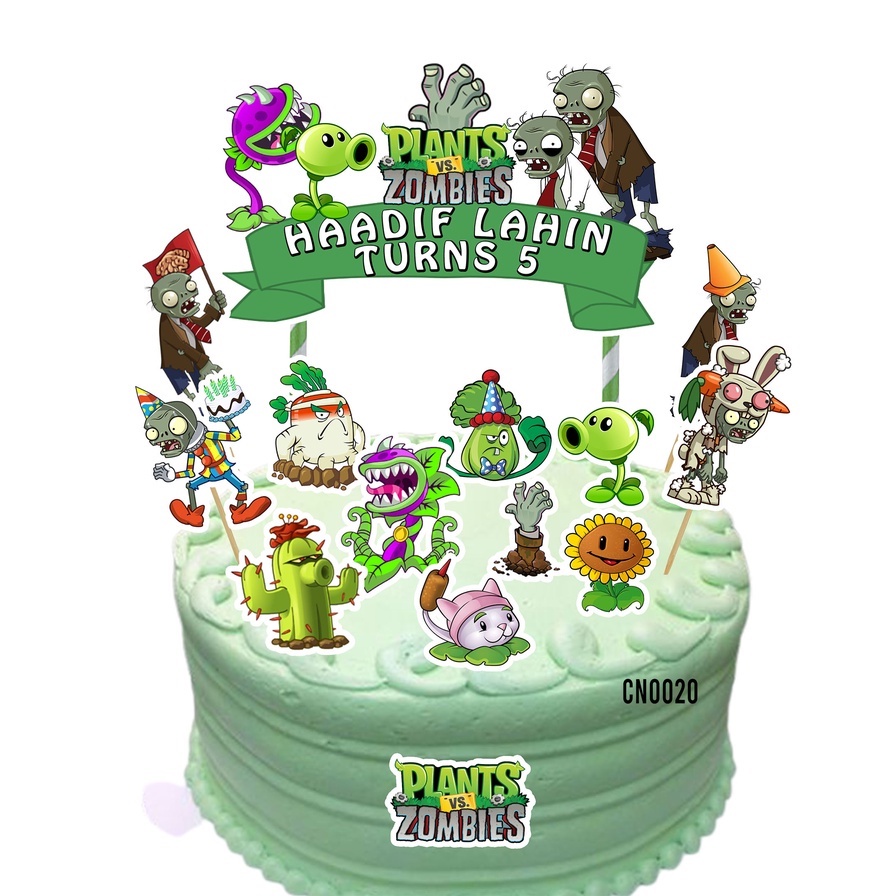 [CUSTOM NAME] Happy Birthday Cake Topper Plants vs Zombies Decoration ...