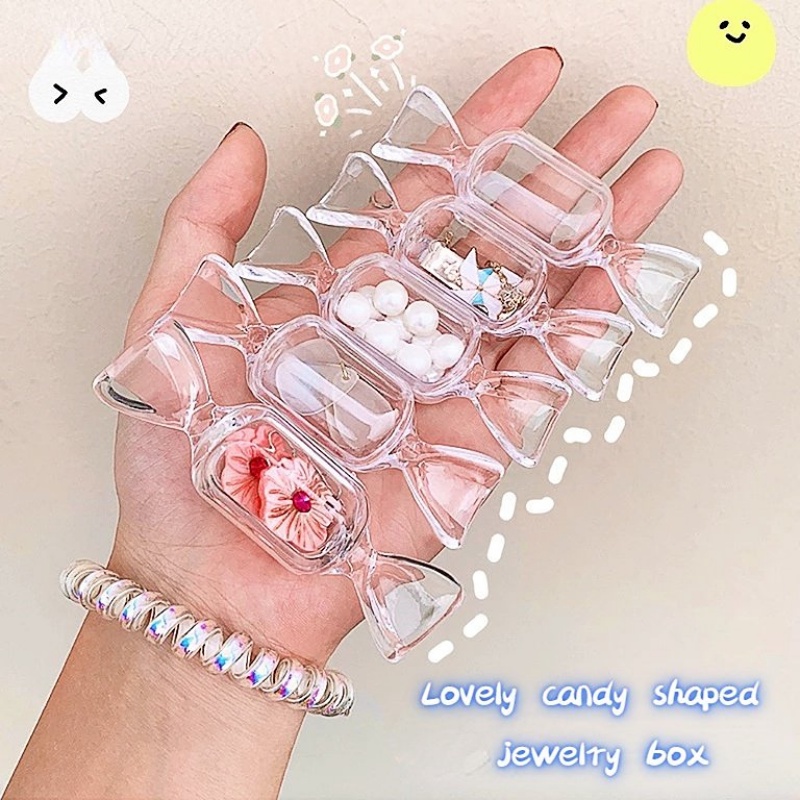 Candy-shaped Clear Box Earring Necklace Ring Storing Case Mini Jewelry ...