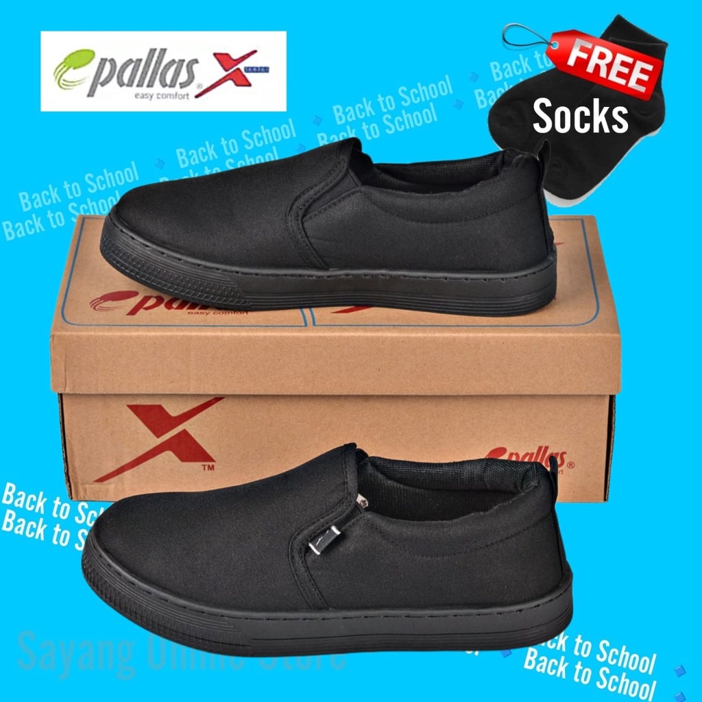 PALLAS Black School Shoe (014/024BK) Kasut Sekolah Hitam Black Shoe