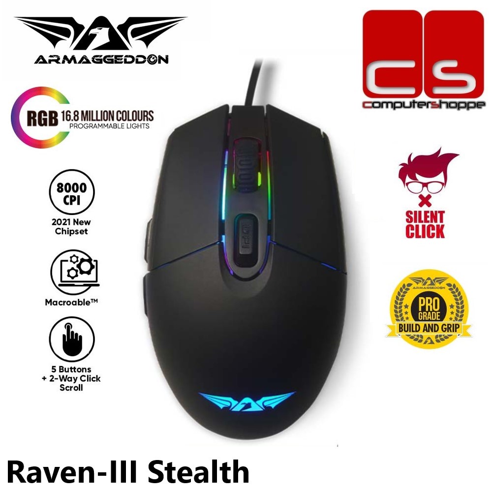 Armaggeddon Raven III Wired RGB Gaming Mouse - Black 