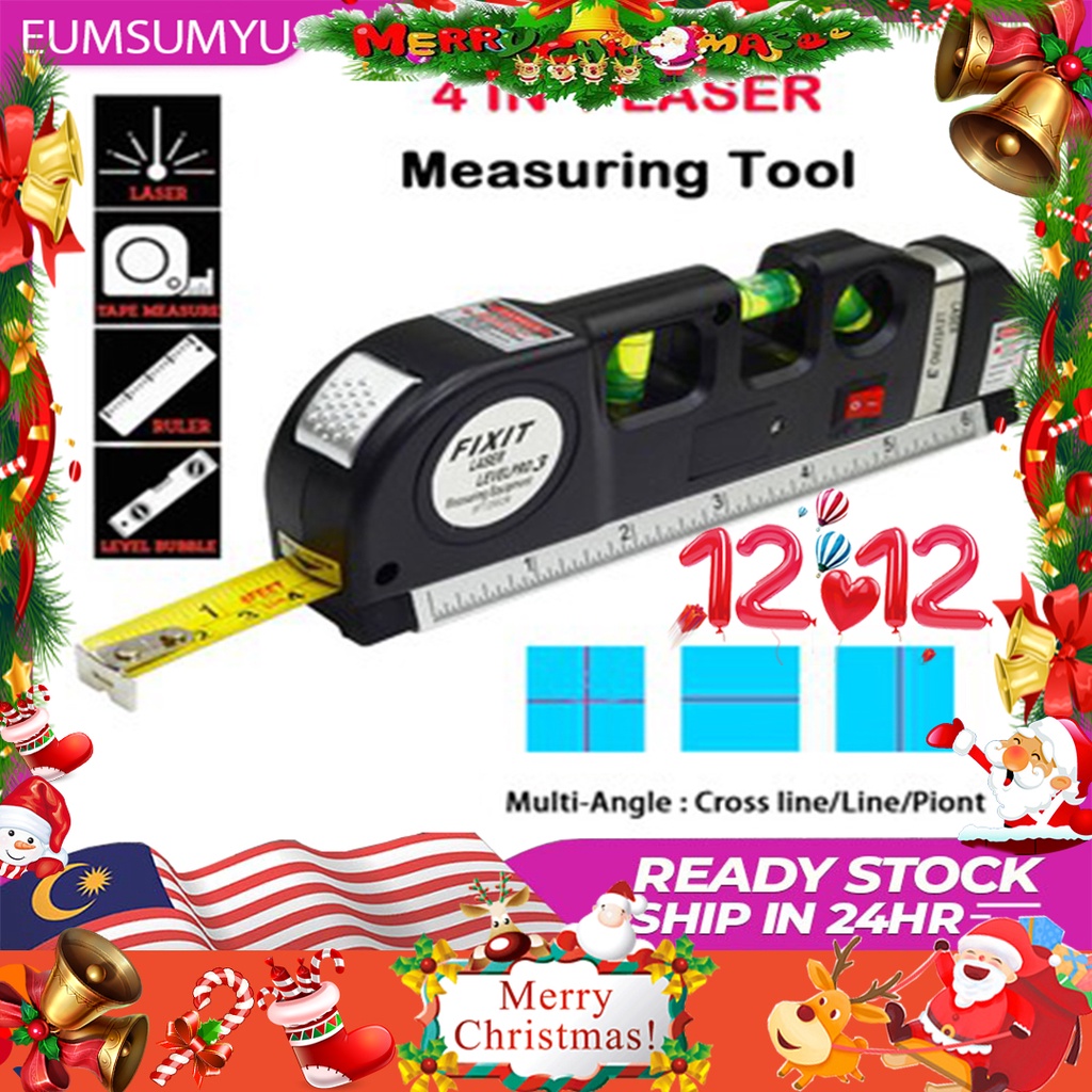 4 In 1Laser Level Measure Line Laser Multipurpose Ruler Tool 8ft