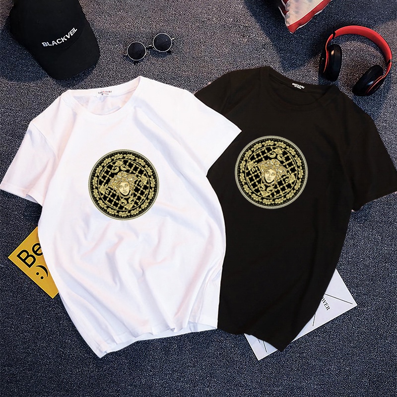 Couple T Shirt Summer Korean Style Unisex Short Sleeve Men Women White Black Tshirt Versace Man Plus Size Oversize Top Shirt Woman Loose Sport Cotton Graphic Tees Shopee Malaysia