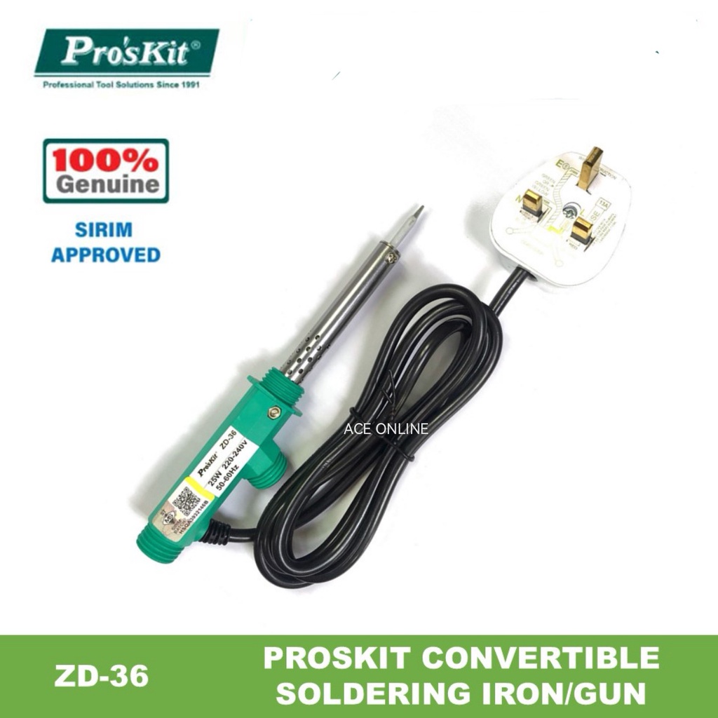 Pro'sKit ZD-36 Convertible Soldering Iron & Gun AC240V 25W with UK Plug ...