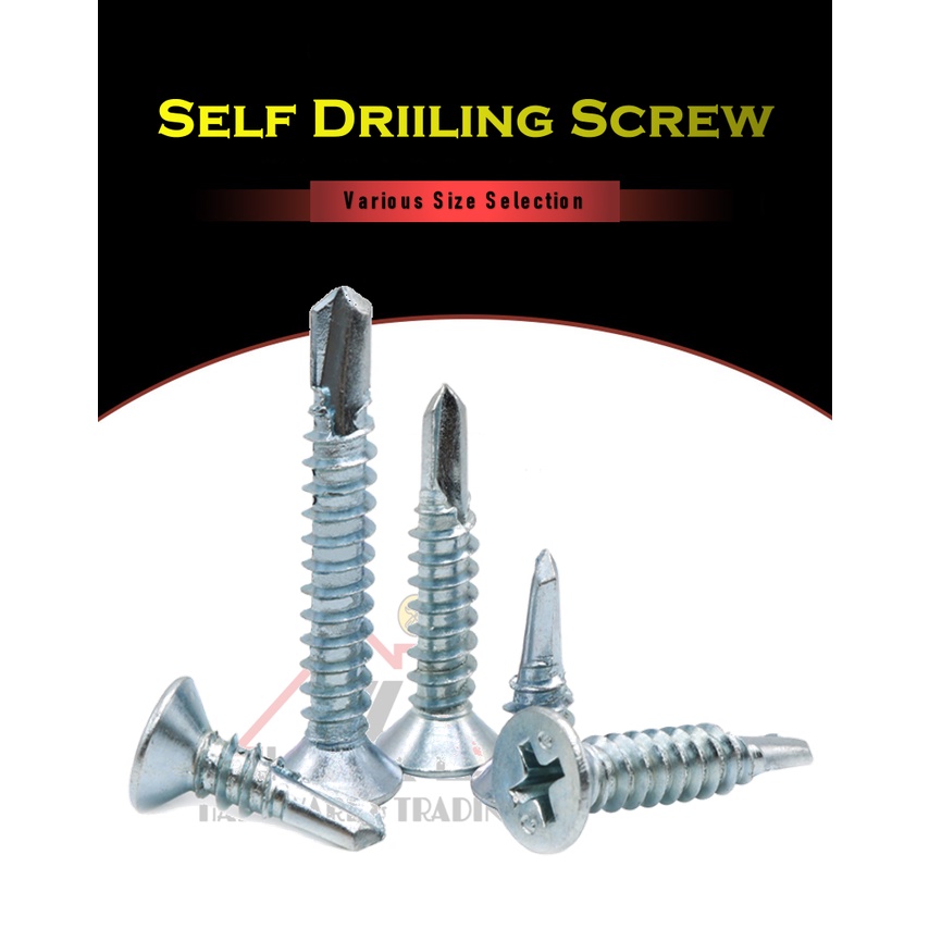 Self Drilling Steel Screw Flat Head Metal Screw Skru Besi Self Drill