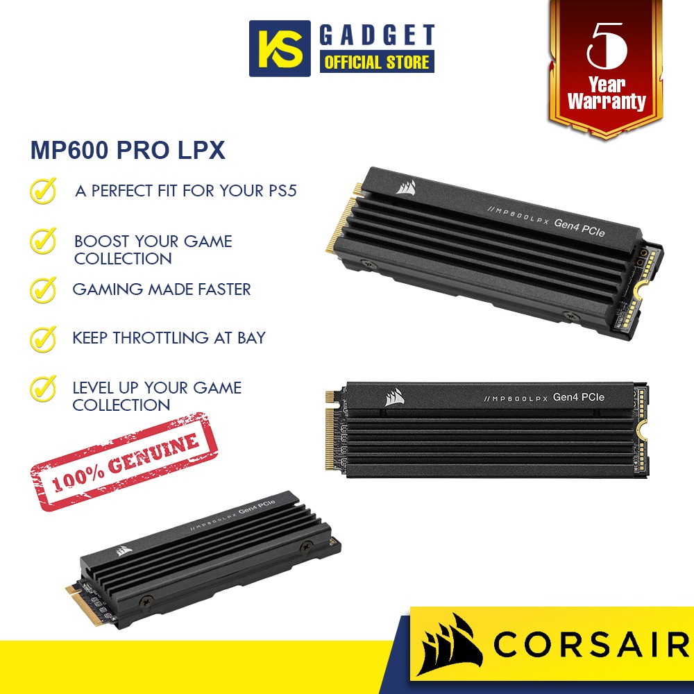 CORSAIR MP600 PRO LPX 1TB Internal SSD PCIe Gen 4 x4 NVMe with