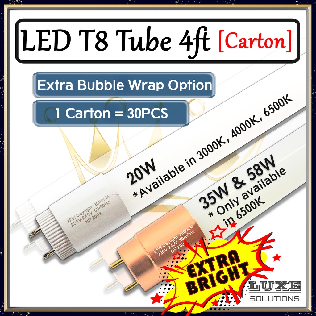 [ BOX CARTON 30PCS ] 🌟Extra Bright🌟LED T8 Tube Kalimantang 4ft 20W 22W ...