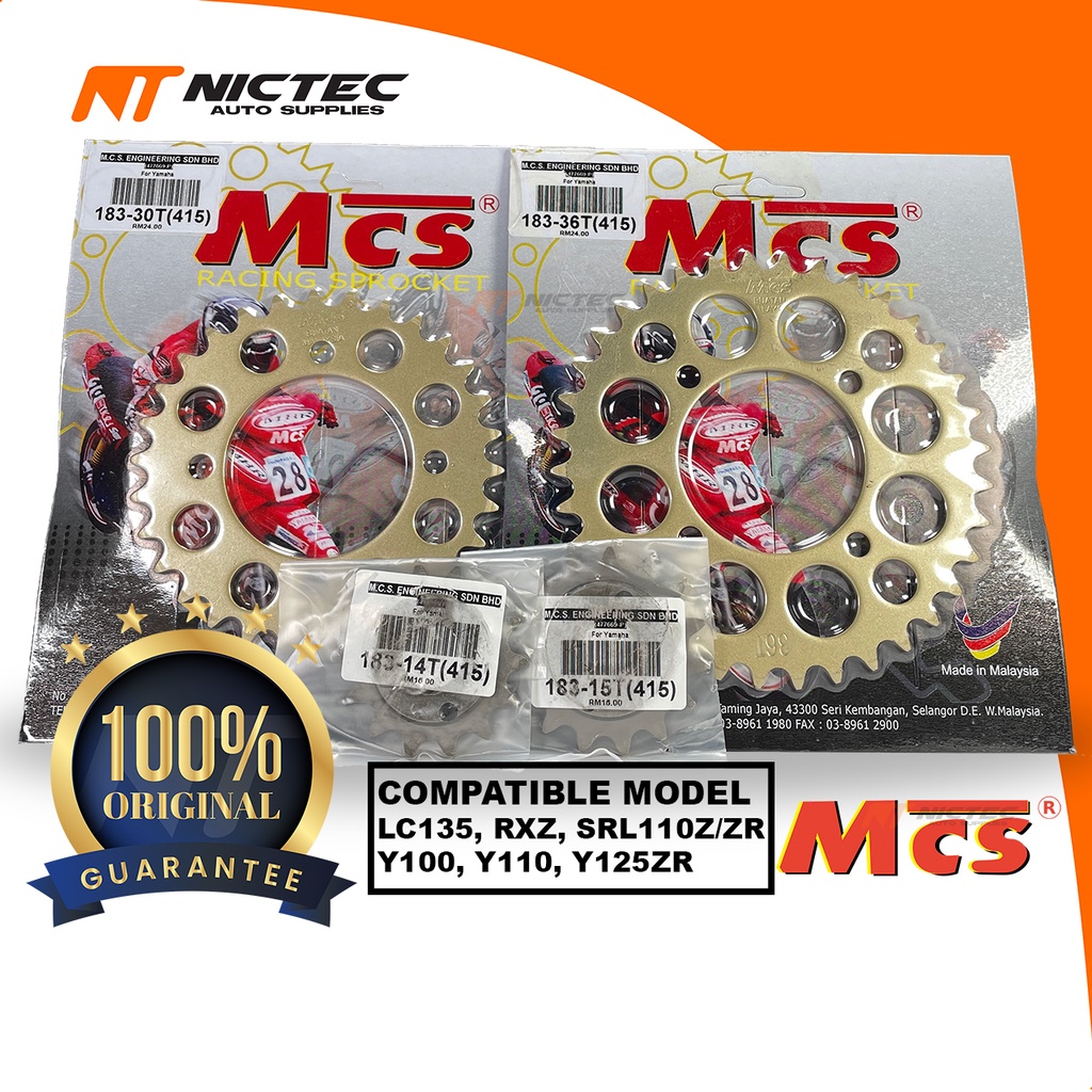 MCS 415 STEEL SPROCKET SPOKET DEPAN BELAKANG183 100% ORIGINAL!!! (14T ...