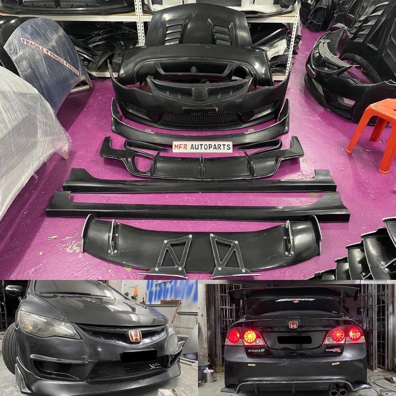 New Frp Bodykit Js Racing Type R For Honda Civic Fd Shopee Malaysia