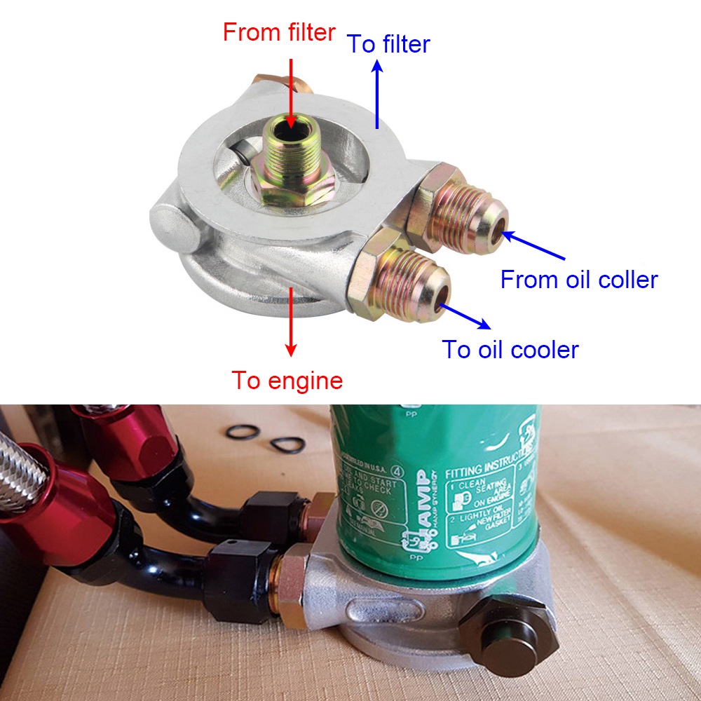 Oil Cooler Filter Sandwich Plate Oil Filter Thermostat Adaptor Kit Good Sealing for Car Shopee
