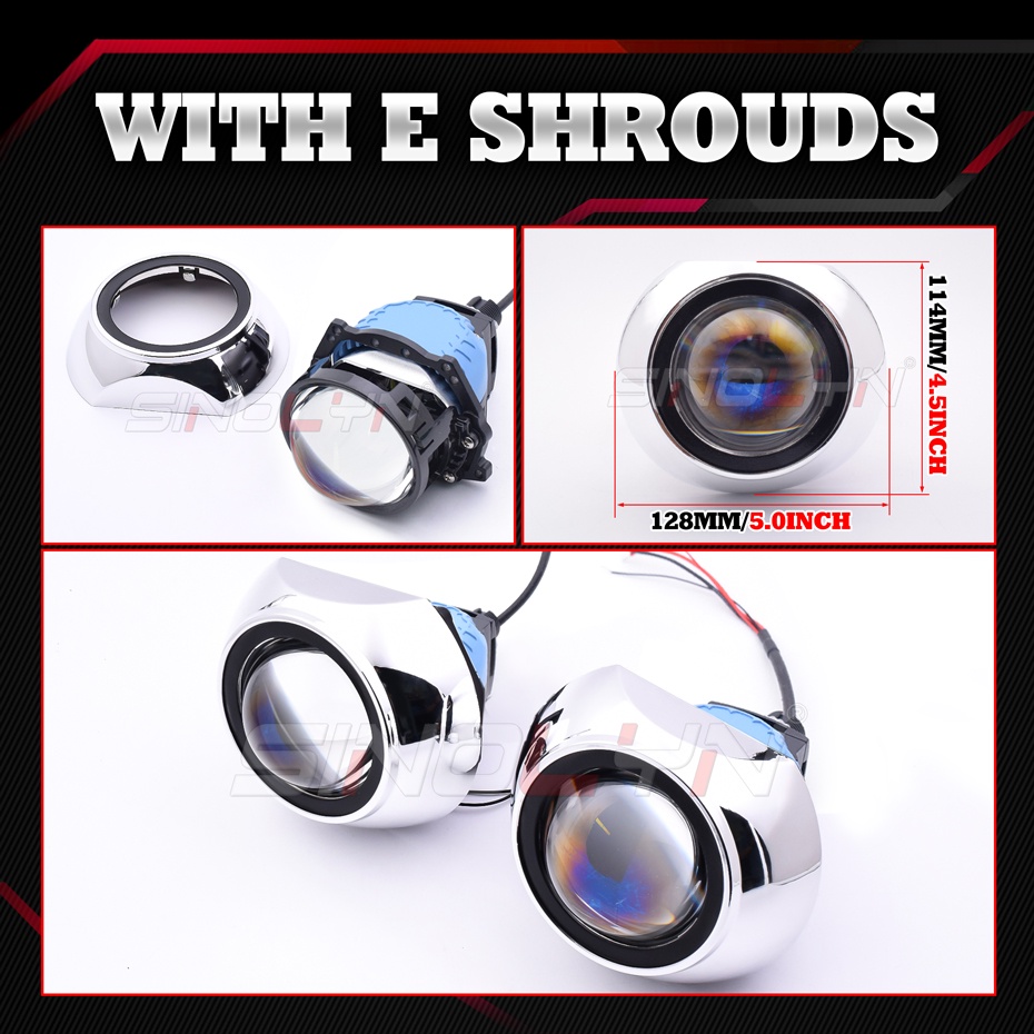 2 PCS 3 Inch Bi LED Blue Projector Lens For Hella 3R G5 Headlight H4 H7