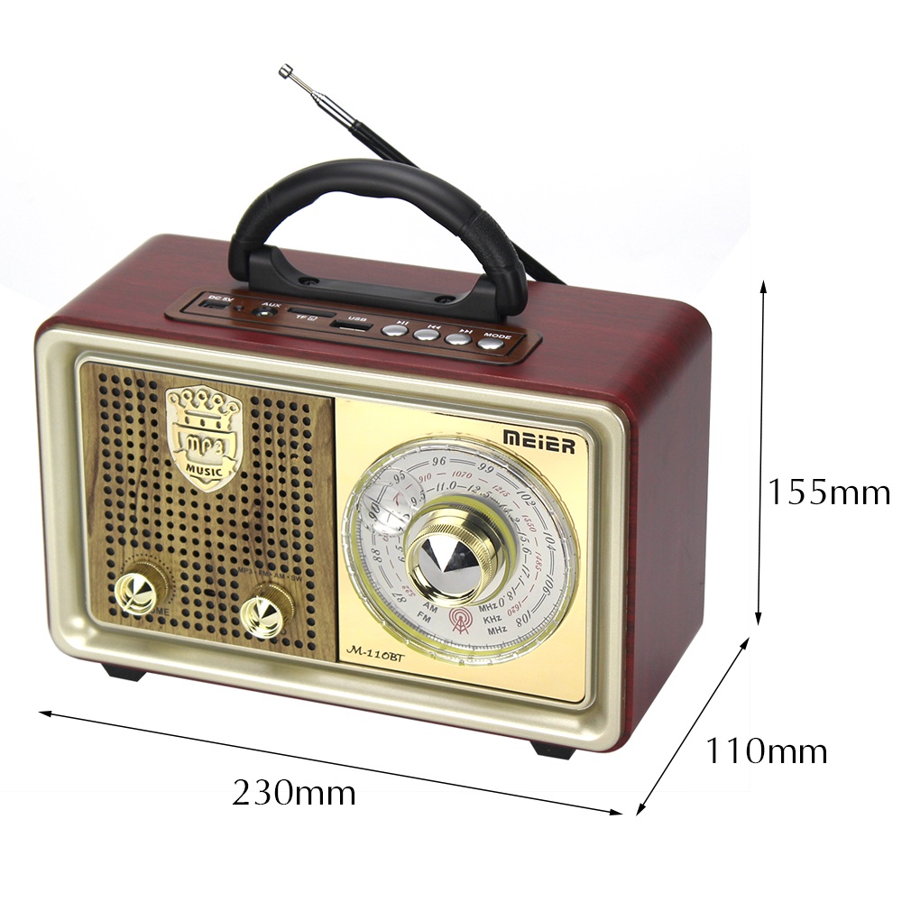 Radio M10 Retro Wood Bluetooth Radio with Built-in Speakers, Elegant ...