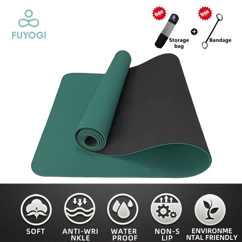 FUYOGI Yoga Mat Workout TPE Anti Slip Gym Exercise Skipping Pilates