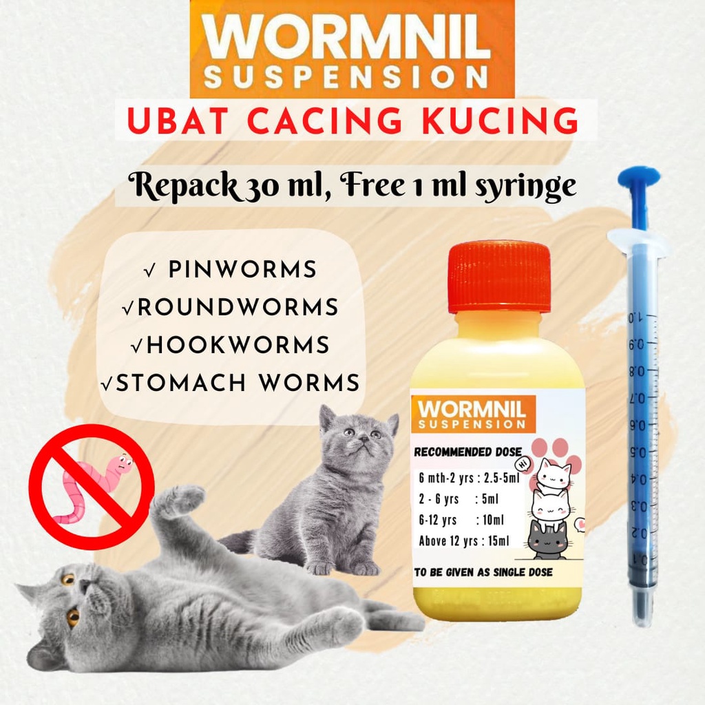 Ubat Cacing Kucing Wormnil Liquid Cat Deworm Free Syringe Shopee Malaysia