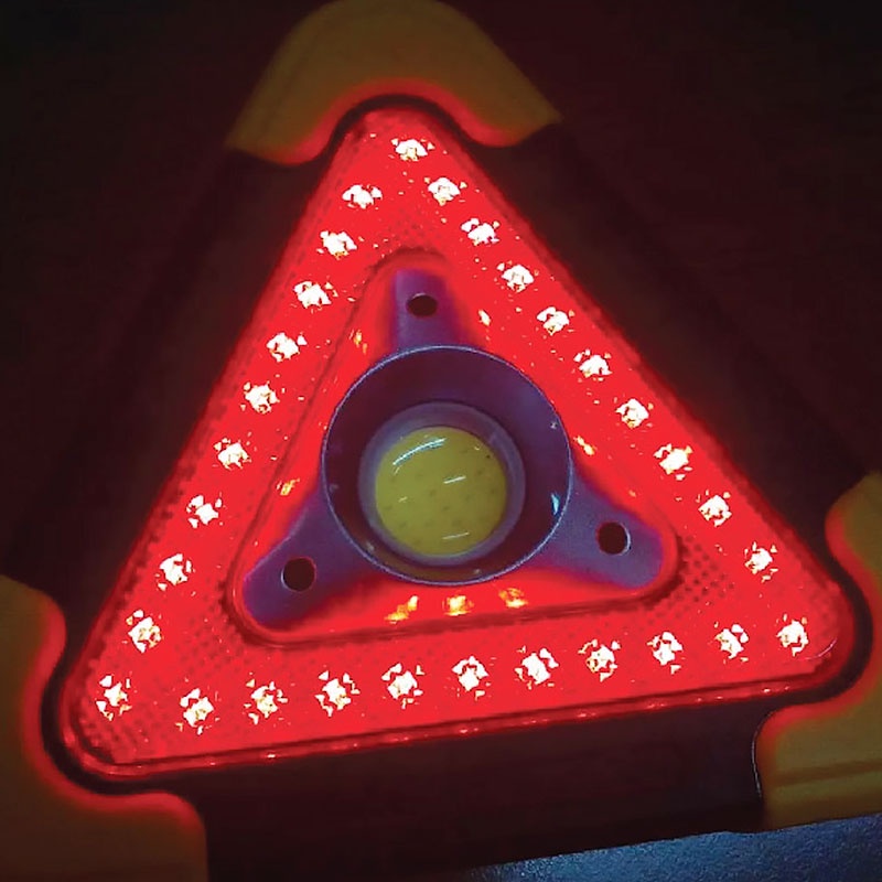 Rechargeable Triangle Warning Sign Solar LED Light Vehicle Breakdown