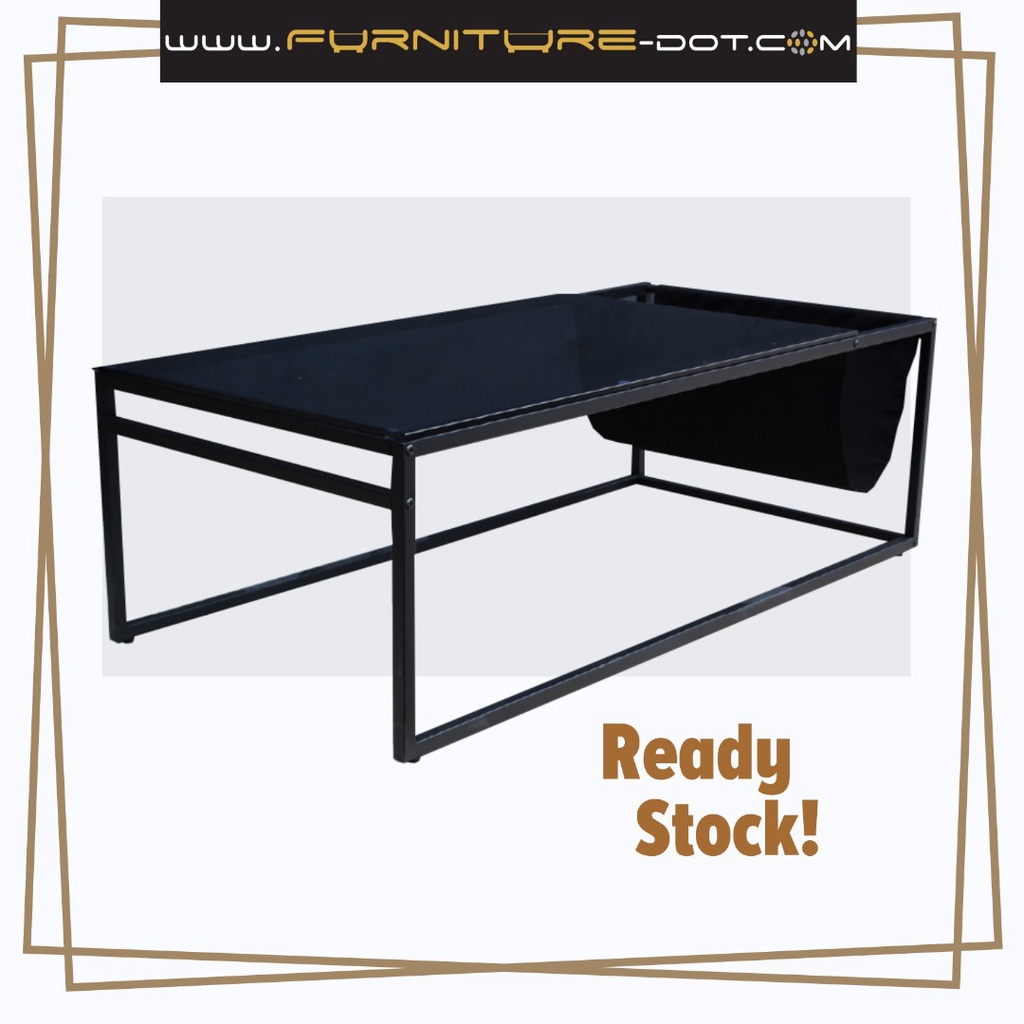 Modern Rectangular Coffee Table / Tempered Glass Magazine Rack Table ...