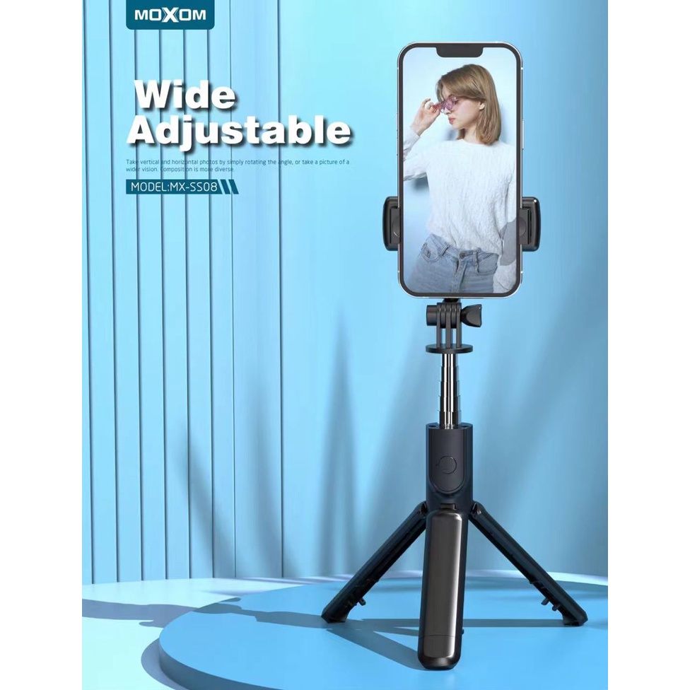 MOXOM MXSS08 Selfie Stick Wireless Remote Control Tripod Mount Wide