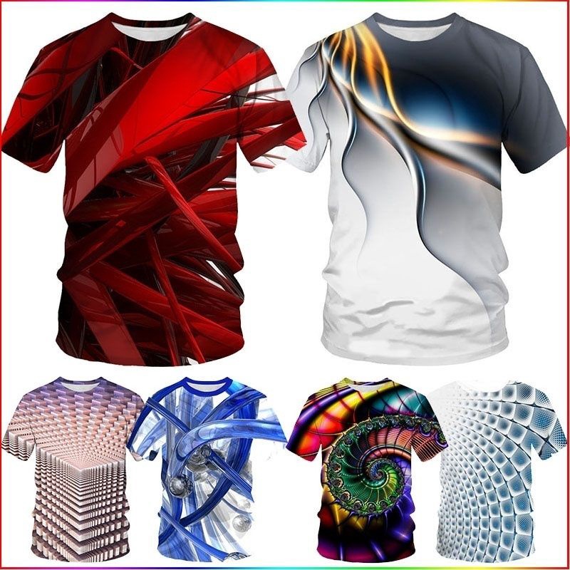 T-shirt Décontracté Unisexe – Imprimé 3D Hypnotique – Manches Courtes – Matière élastique – Neuf Avec étiquettes