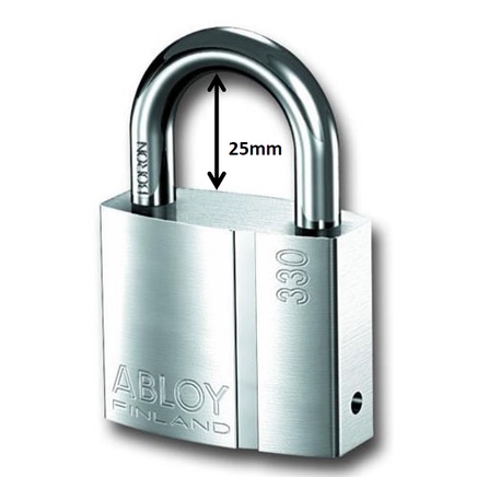 Abloy PL330/50B-Kd Sentry Keyed Padlock, Long Shackle, Hardened Steel, Brass Body
