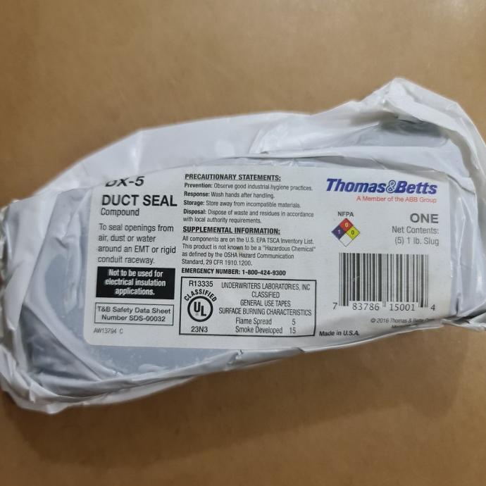 Thomas&betts TnB ABB Duct Seal DX5 DX5 Sealing Compound DX1 UL Class