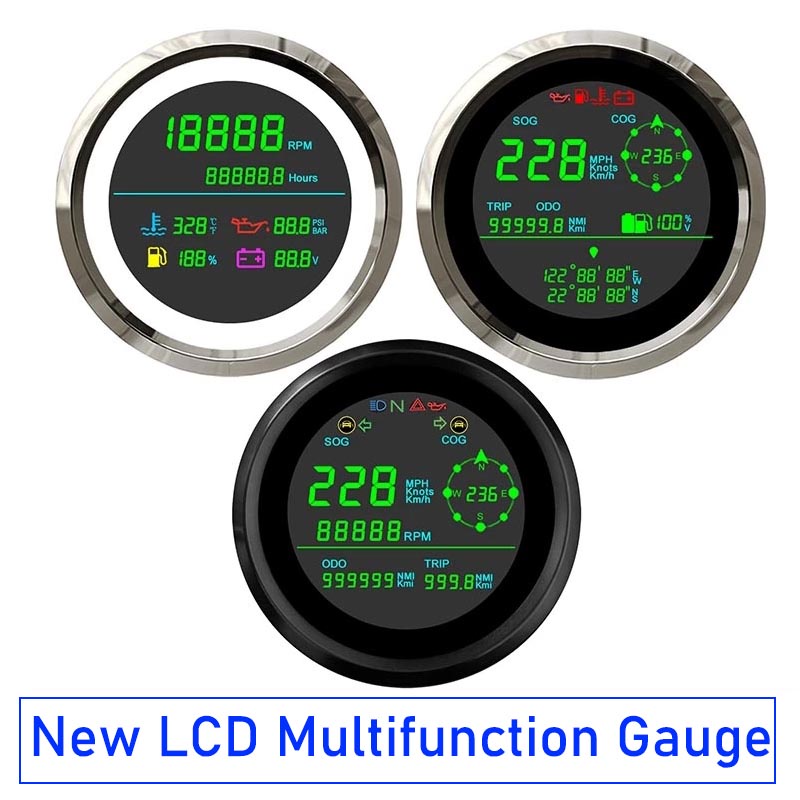LCD Multifunction Gauge Digital GPS Speedometer RPM Tachometer Trip ODO