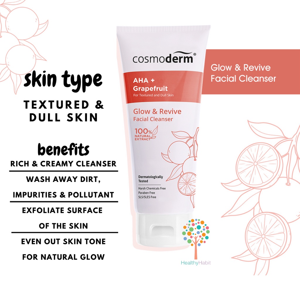 Cosmoderm Natural Balance Facial Cleanser 100ml BHA Green Tea Rice