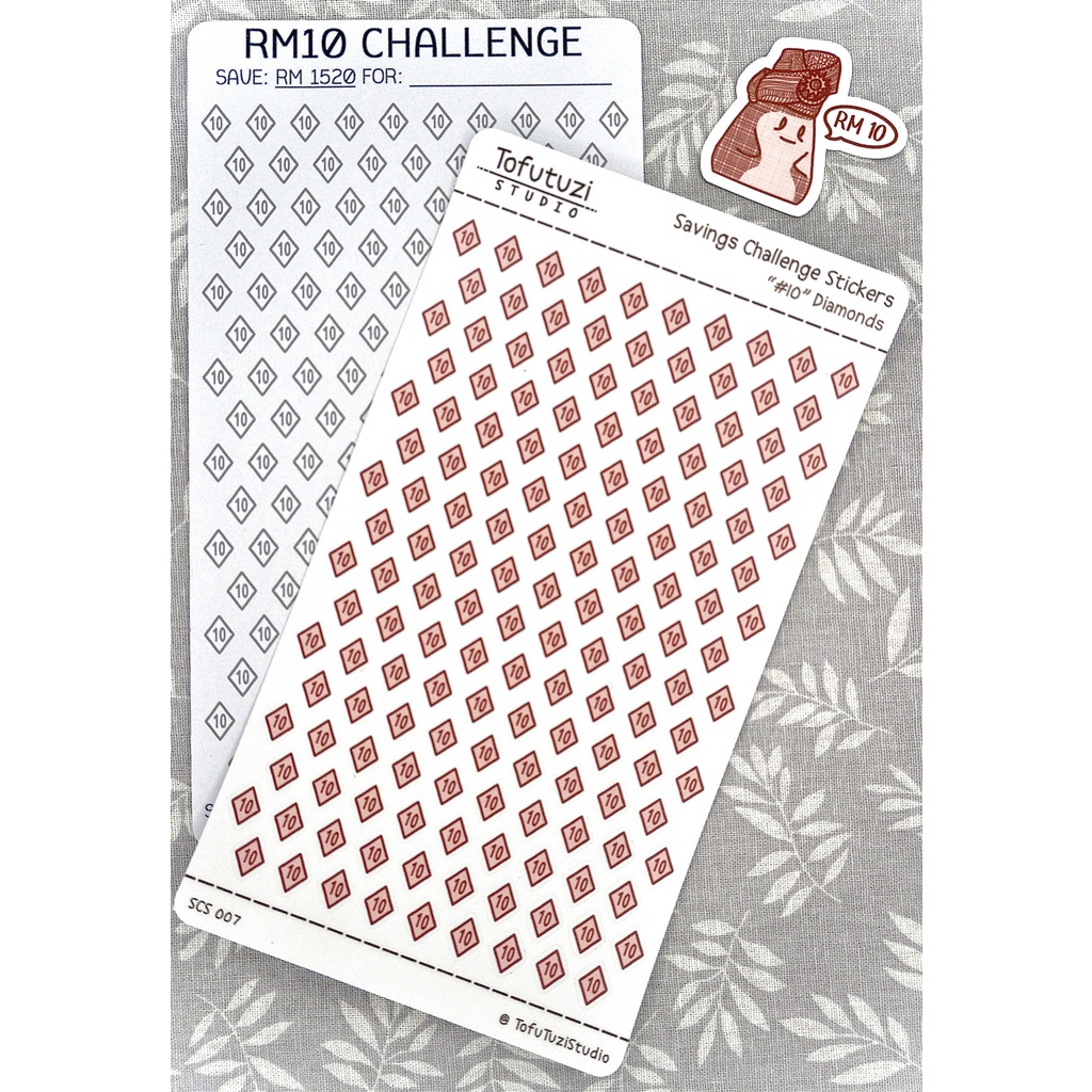 RM10 Savings Challenge Tracker | Sticker | A6 Envelope | Shopee Malaysia