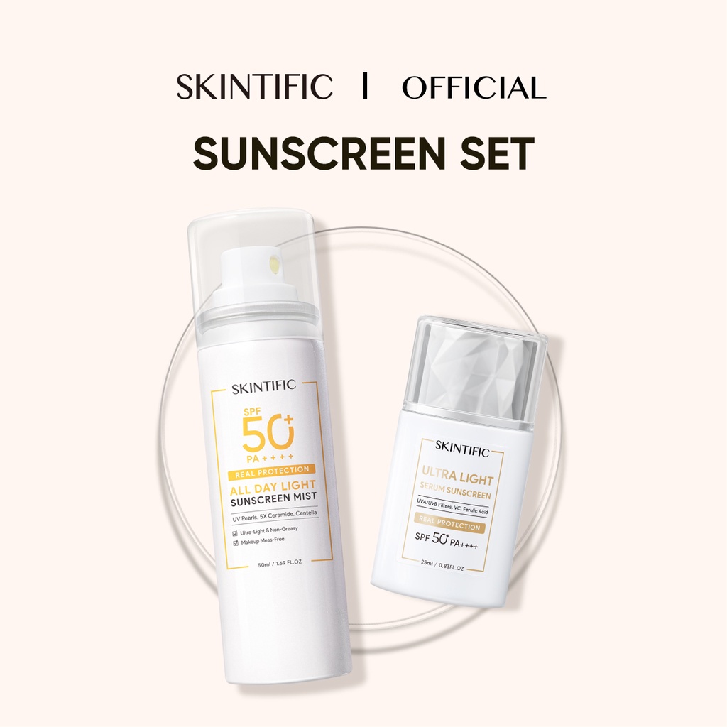 SKINTIFIC Sunscreen All Day 2PCS Sun Screen Spray UV Shield Sunblock SPF 50 PA ++++ Shopee