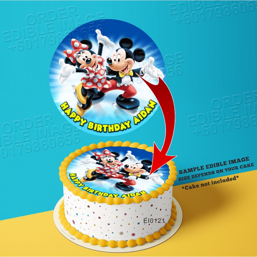 Printing EI Micky &amp; Minnie Mouse Edible Image Print Cake Photo Icing ...