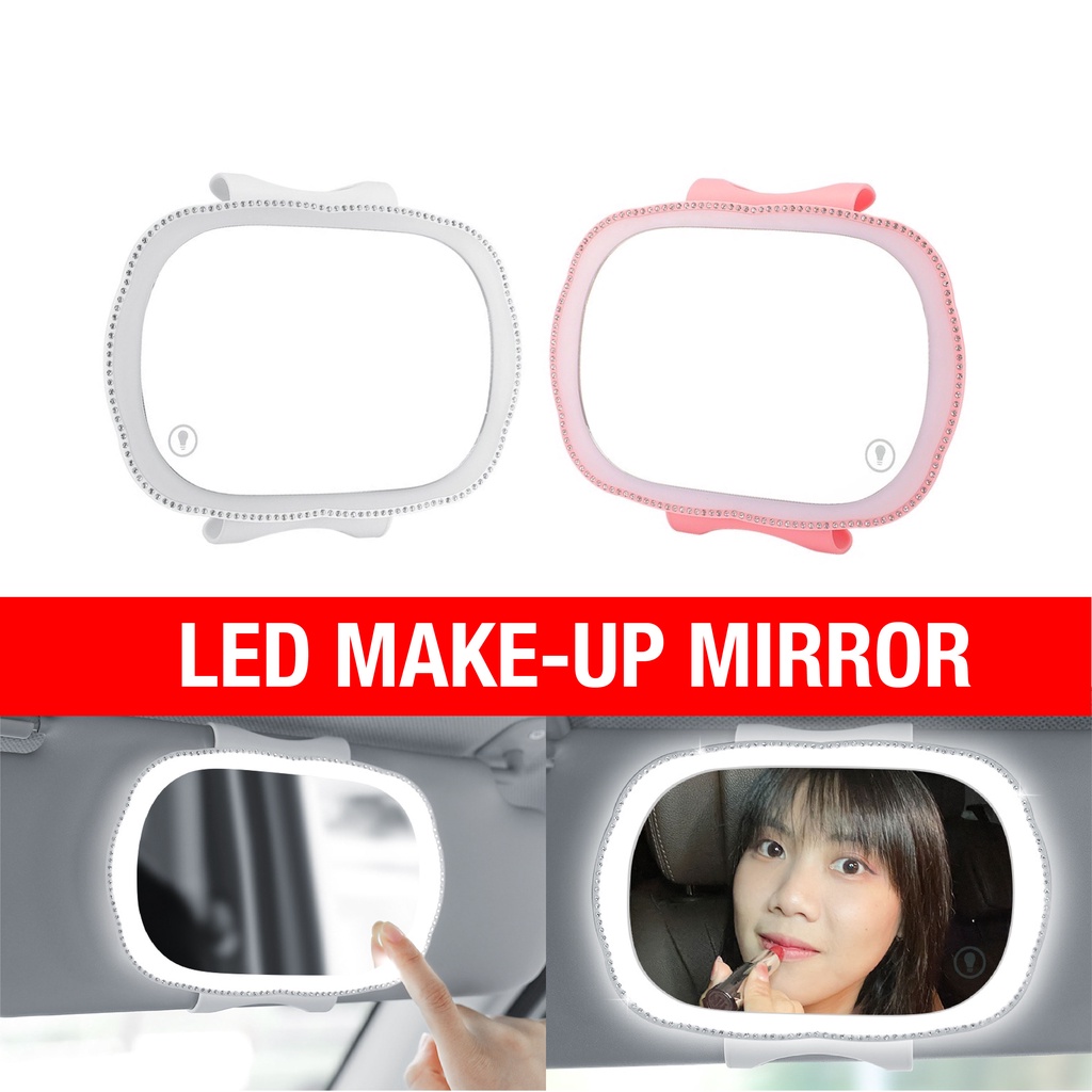 Universal Car Makeup LED Mirror USB Rechargeable Sun Visor Portable