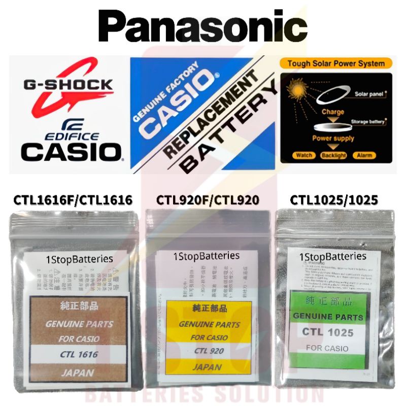 Ori Panasonic Solar Rechargeable CTL1616 CTL1616F CTL920 CTL920F CTL1025 1025 Casio Replacement Solar Batteries Watch Shopee Malaysia