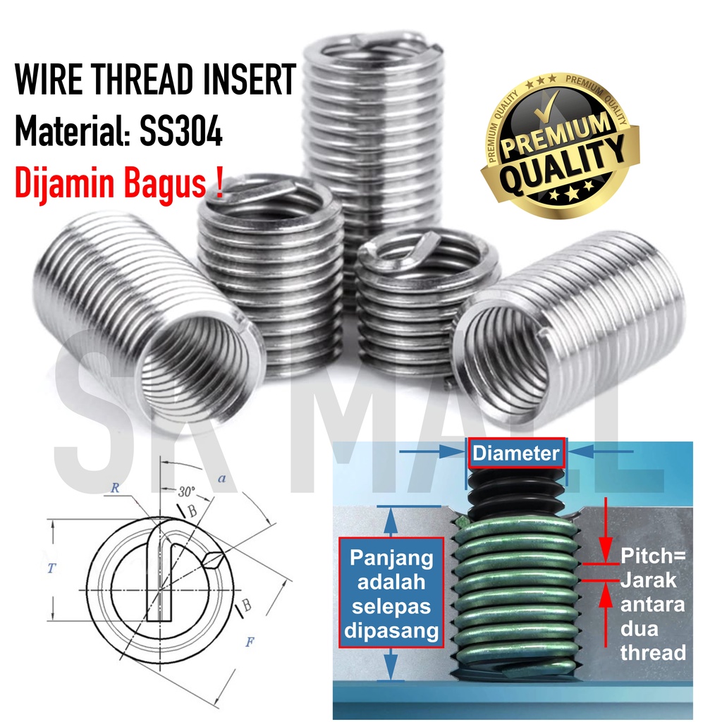 Helicoil Threaded Insert M5/M6/M8/M10/M12 Stainless Steel Thread Repair