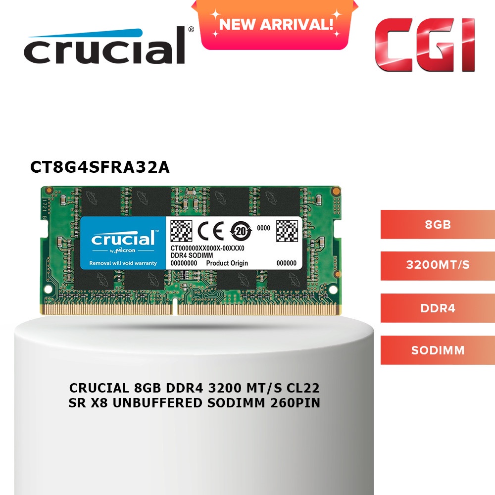Crucial DDR4-3200 Unbuffered SODIMM (8GB) CT8G4SFRA32A | Shopee Malaysia