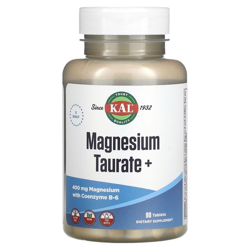 KAL, Magnesium Taurate +, 400 mg, 90 / 180 Tablets (200 mg per Tablet