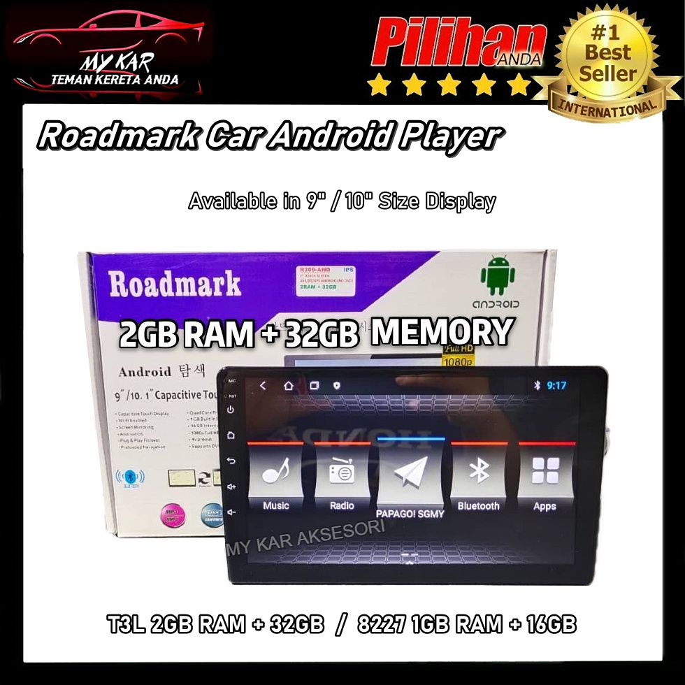 Roadmark 9” / 10” BIG IPS 2.5D Screen Car Android Player T3L 2GB RAM ...