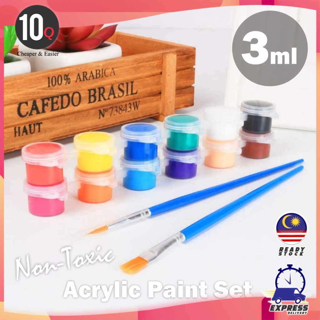 10Q Non Toxic Acrylic Paint Set 3ml Waterproof Ceramic DIY Shoe ...