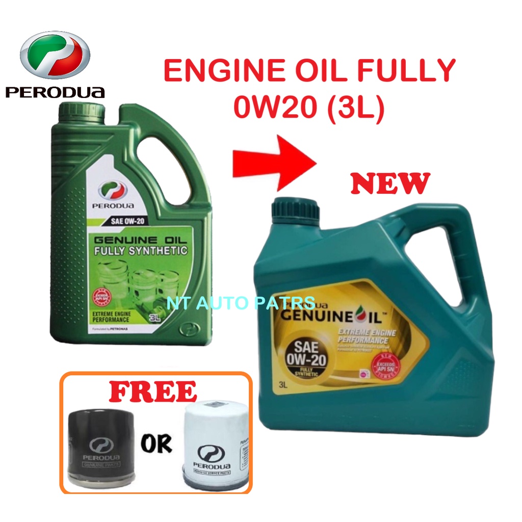 Perodua engine oil 0w20 0w20 Fully Synthetic (3L) + Perodua Oil Filter