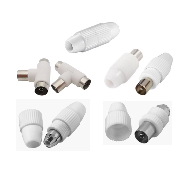Coaxial Splice Antenna Connector Male Female Straight TV Plug Antenna