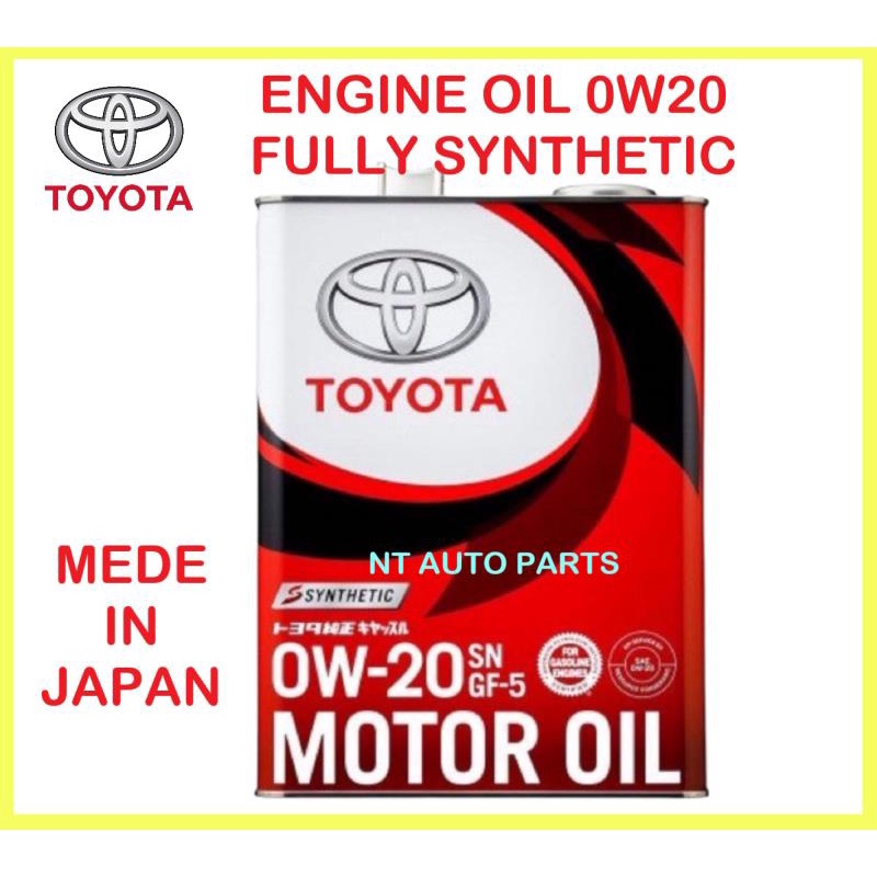 100 Original Toyota 0W20 0W20 Synthetic SP GF6A Engine Oil 4L