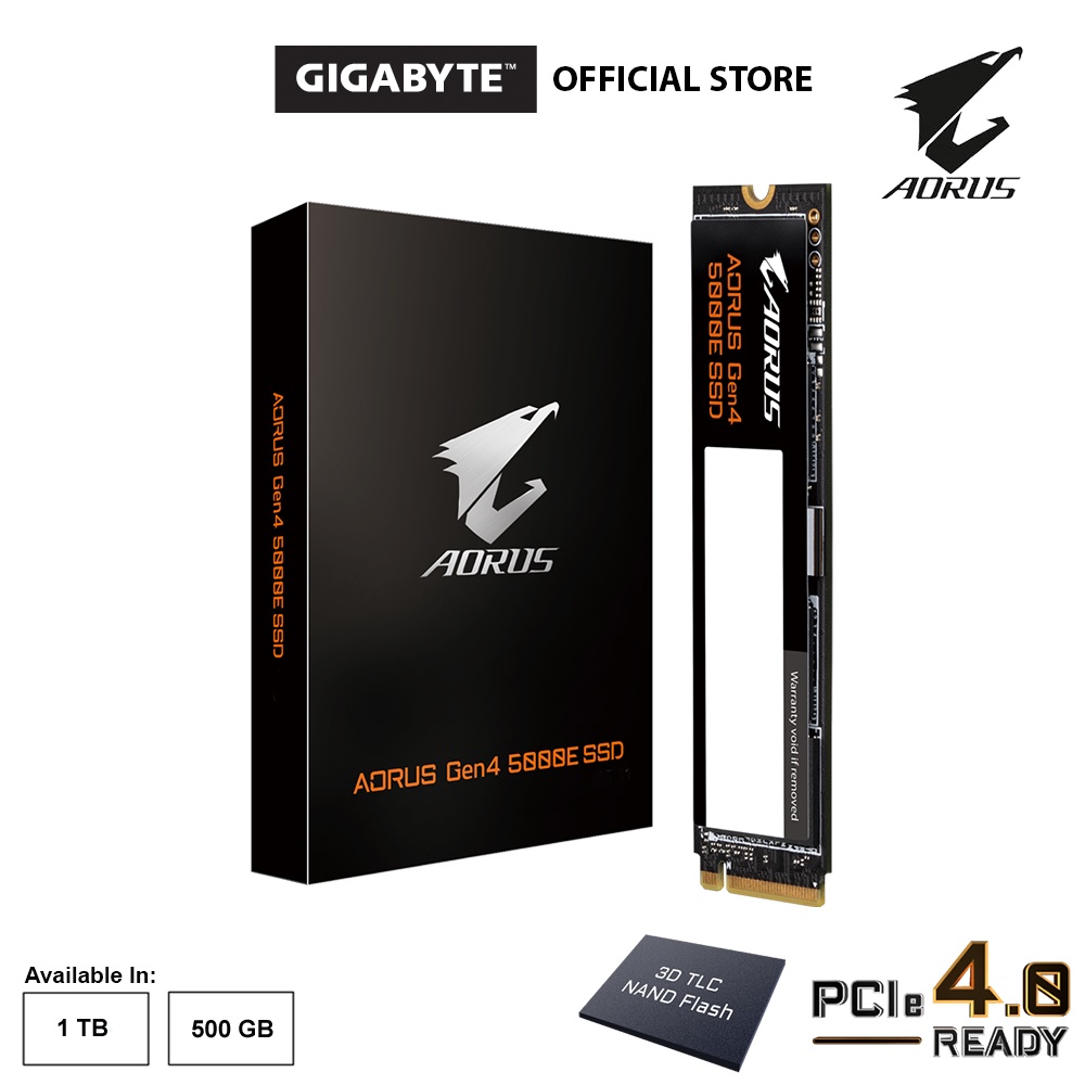 Gigabyte AORUS Gen4 5000E SSD (1TB / 500GB) 3D TLC NAND FLASH M.2