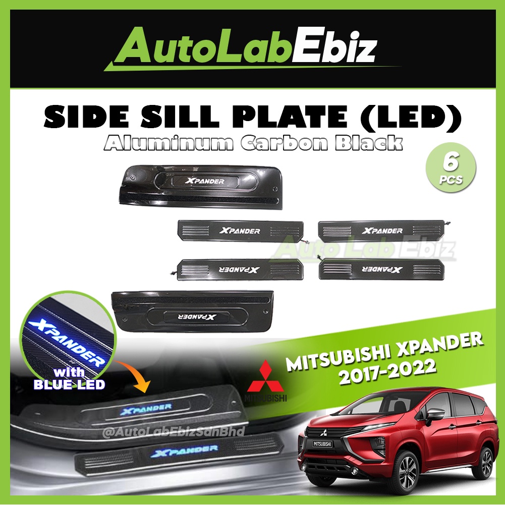 Mitsubishi Xpander 20172022 Carbon Black Door Sill Plate with BLUE LED