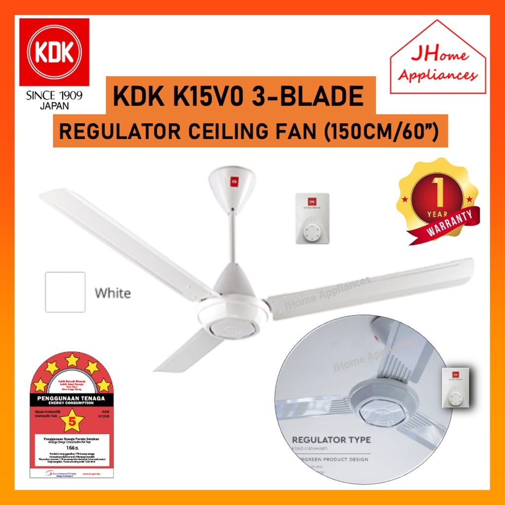KDK K15V0 CEILING FAN REGULATOR [ 150CM / 60" ] KIPAS SILING ( WHITE