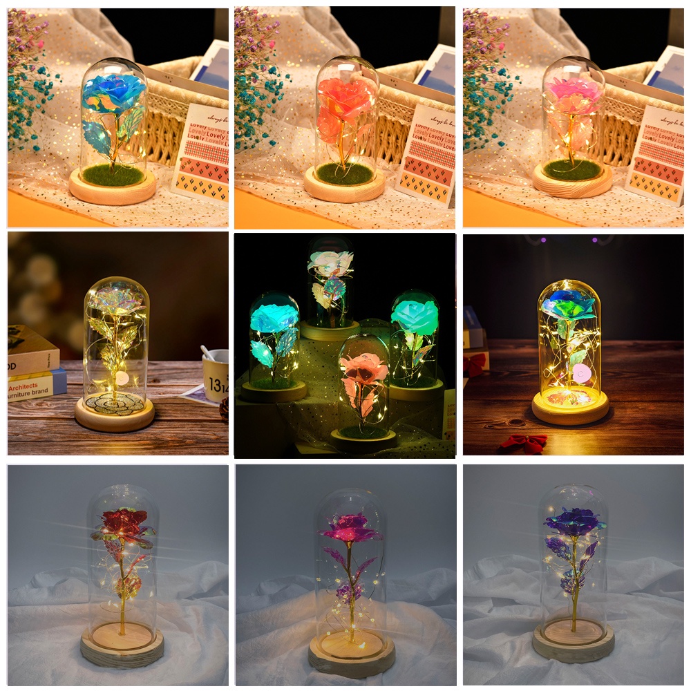Creative LED Glowing Artificial Rose Flower Simulation Colorful Light ...