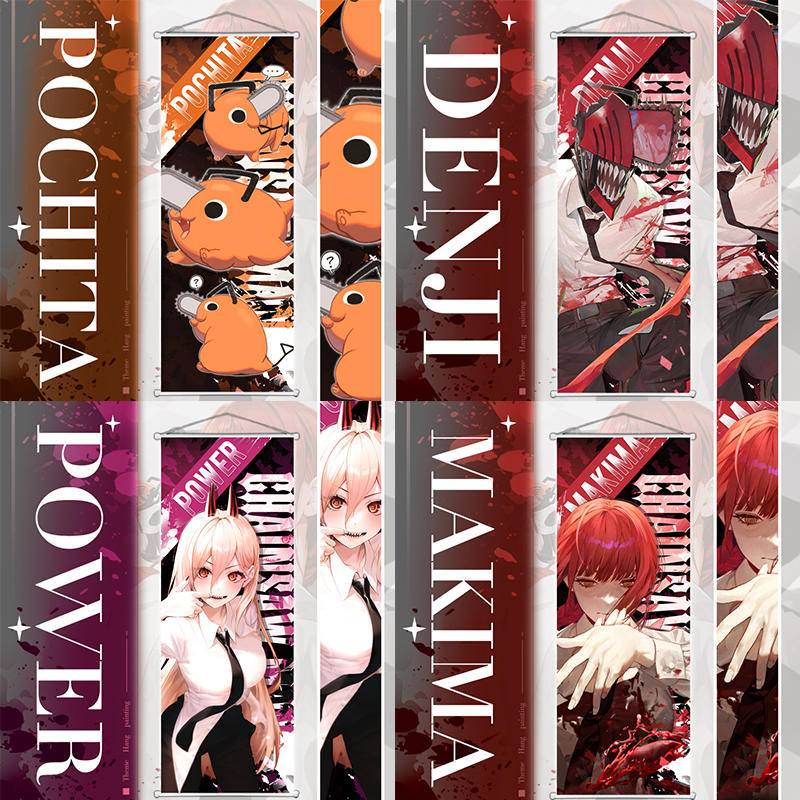 Anime Chainsaw Man Scroll Canvas Wall Hanging Painting Home Decor Anime