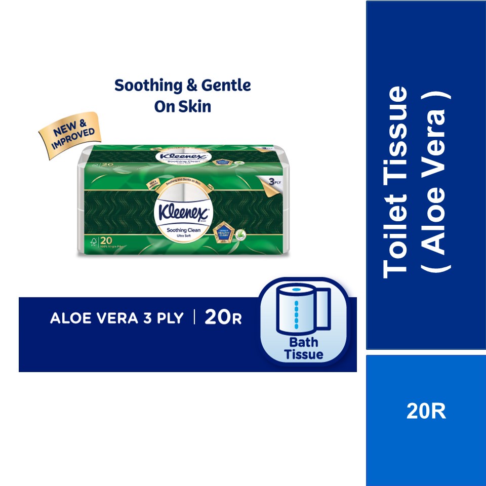 Kleenex Bath Tissue Clean Care Aloe 3 Ply 190s x 20R | Shopee Malaysia
