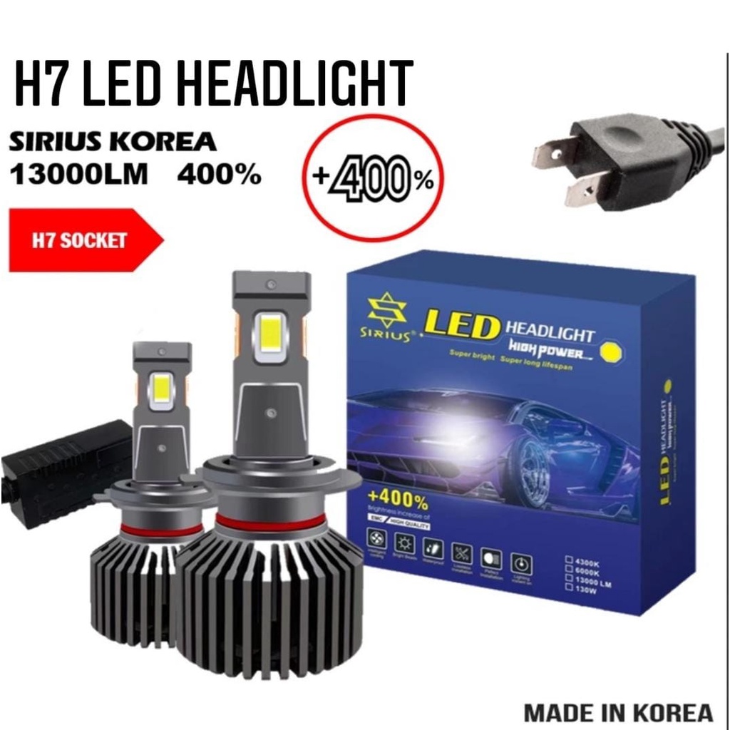Sirius Super Bright Car LED Headlight Headlamp H7 Bulb Mentol Kereta 4300K