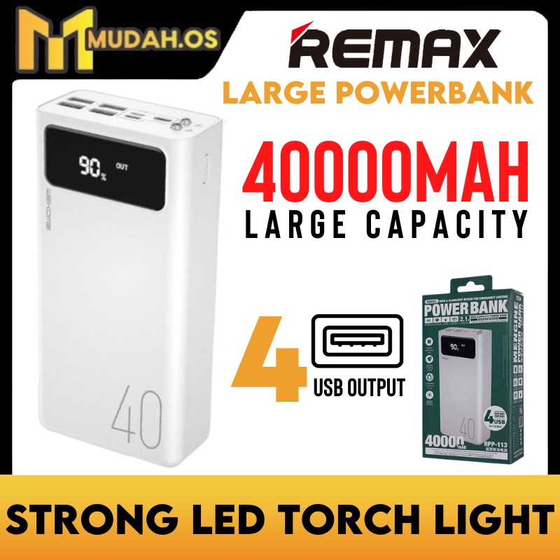 REMAX Powerbank 40000mAh Powerbank Type C Input RPP-113 2A